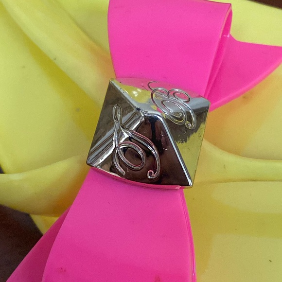 Ted Baker Neon Jelly Flip flop thong sandals Bow yellow hot pink size 7 - Picture 10 of 10